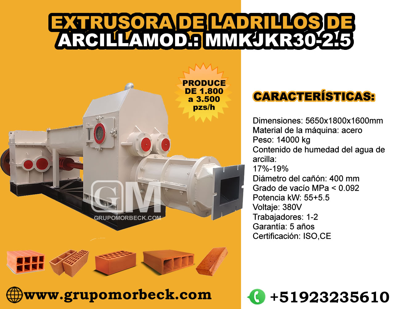 MAQUINA EXTRUSORA FABRICAR LADRILLOS DE ARCILLA